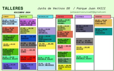 Calendario Talleres activos al 1 de noviembre